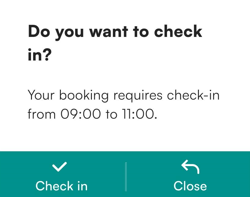 In-app notification asking if you want to check in