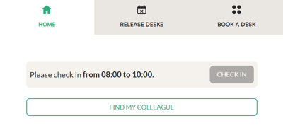 Check-in section on the Tidaro web app home screen