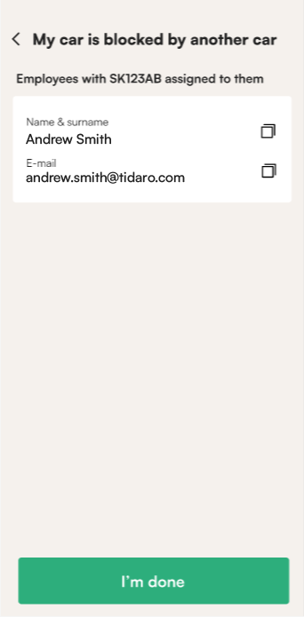 Tidaro mobile app car owner identification