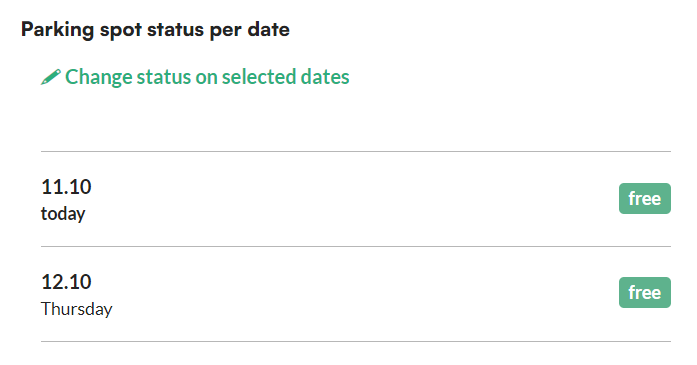 Change status on selected dates button