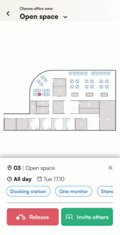 Tidaro mobile app invite colleagues from an interactive map feature