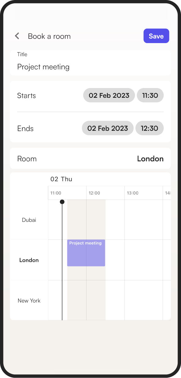 Tidaro mobile app room booking dashboard